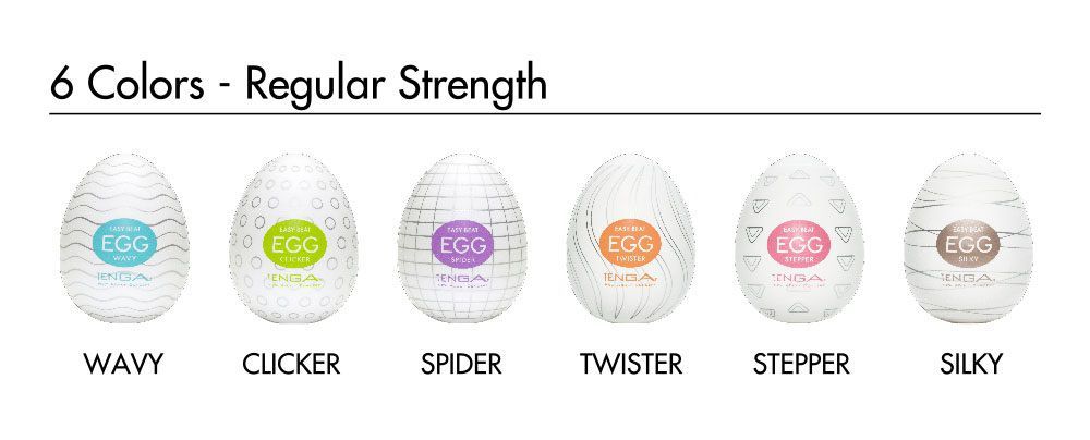 Набор из 6 мастурбаторов-яиц Tenga EGG Strong Sensations с различными рельефом