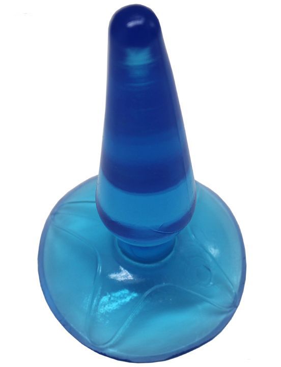 Голубая анальная пробка Butt Plug на присоске - 11 см.